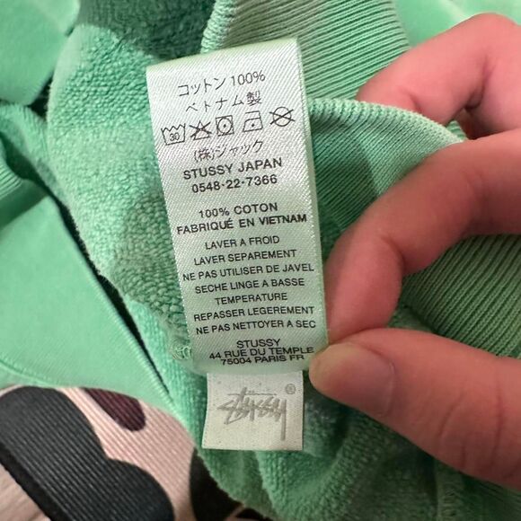Stüssy green pigment dyed fleece hoodie - Picture 7 of 8